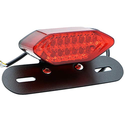 Motorcycle LED Turn Signal Brake Tail Light Integrated License Plate Lamp Black 